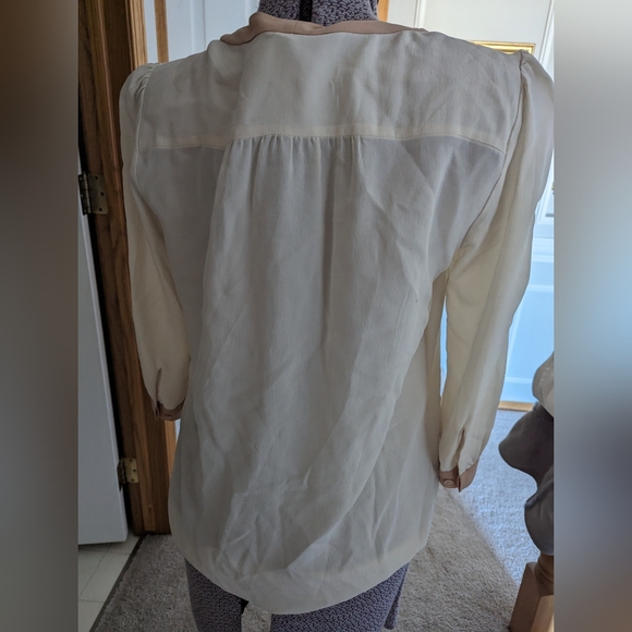 Babaton cream and taupe silk blouse xs - Picture 2 of 4